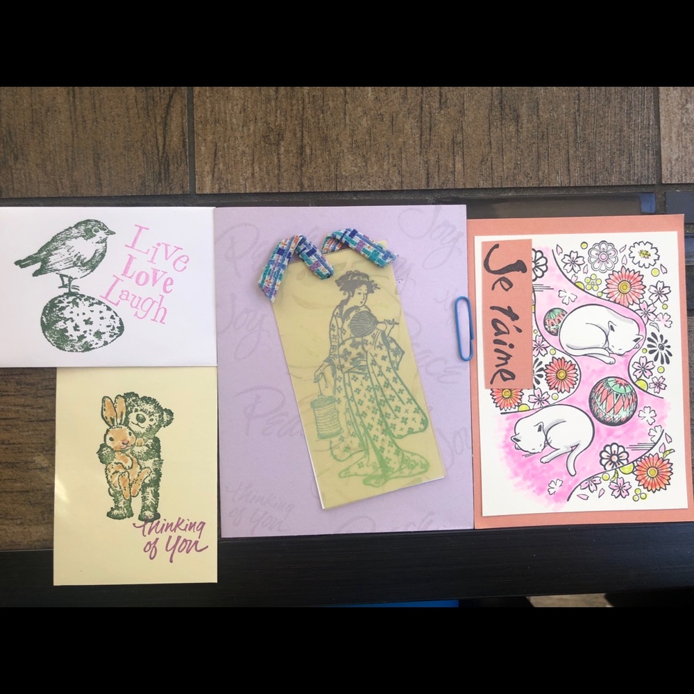 Hand made cards and two small envelops sets